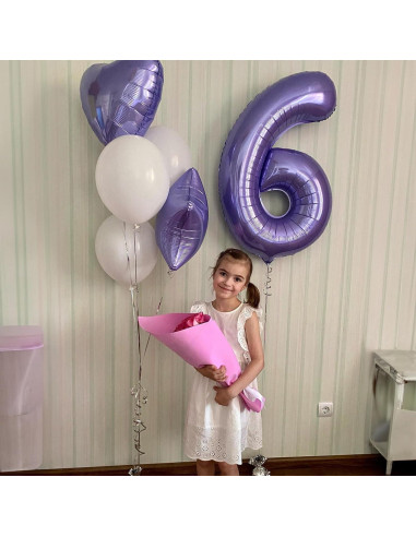 Globo Número 6 Morado 101,6 cm para Cumpleaños Niñas