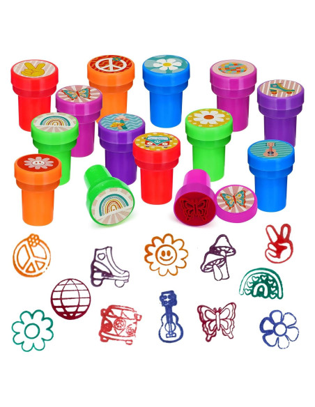 Sellos de Fiesta Groovy Cinrobiye 24 Pcs Retro Boho Sellos de Fiesta Groovy Cinrobiye 24 Pcs Retro Boho