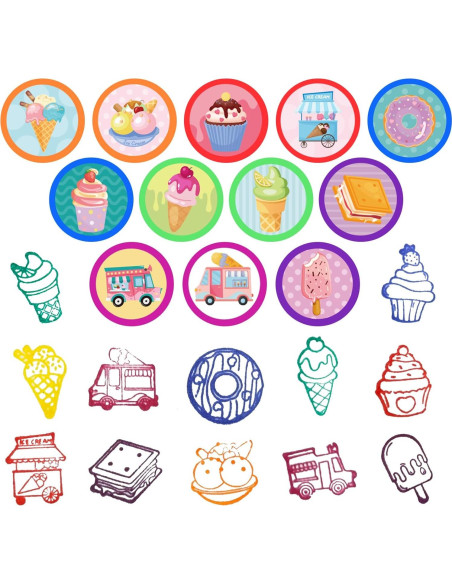 Sellos de Helado Cinrobiye 24 Pcs para Fiestas Infantiles Sellos de Helado Cinrobiye 24 Pcs para Fiestas Infantiles