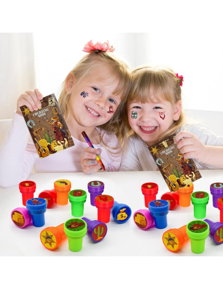 Sellos de Fiesta Vaquero 24 Pcs Cinrobiye para Niños Sellos de Fiesta Vaquero 24 Pcs Cinrobiye para Niños
