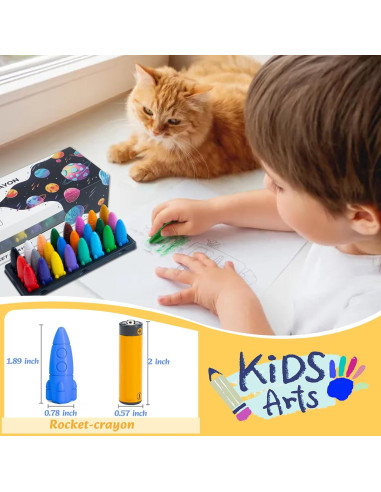 Crayones Lavables JUPITEARTH 24 Colores No Tóxicos