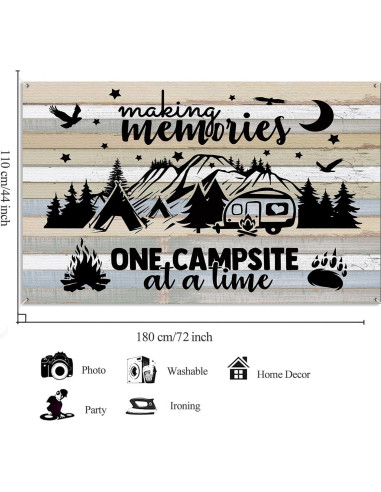 Fondo de Banner de Camping 180x110 cm Ptrxobj Decoración Fiesta