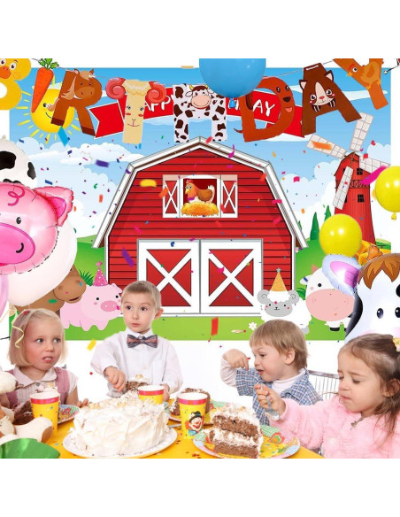 Fondo de Fiesta Infantil YRIOWMI Animales de Granja 210x150 cm Fondo de Fiesta Infantil YRIOWMI Animales de Granja 210x150 cm