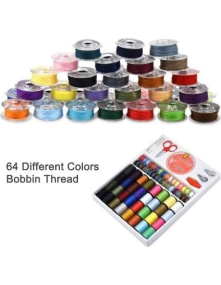 Kit de Costura HQDeal 100pcs - 64 Bobinas de Hilo Multicolor Kit de Costura HQDeal 100pcs - 64 Bobinas de Hilo Multicolor