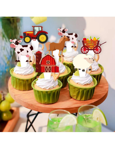 25 Toppers de Cupcake de Animales de Granja XIAOUYEQ