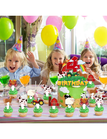 25 Toppers de Cupcake de Animales de Granja XIAOUYEQ 25 Toppers de Cupcake de Animales de Granja XIAOUYEQ