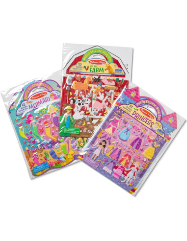 Set de Stickers Puffy Reutilizables Melissa & Doug 3 Pack