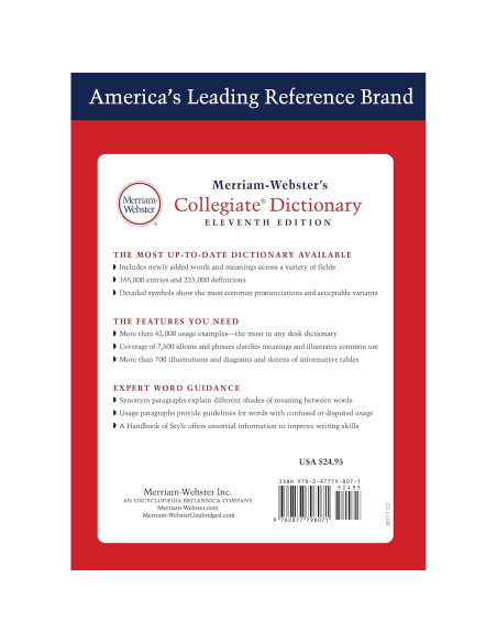 Merriam-Webster's Collegiate Dictionary, 11th Edition, Laminated Hardcover, Plain-Edged Merriam-Webster's Collegiate Dictionary, 11th Edition, Laminated Hardcover, Plain-Edged
