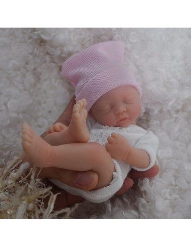 Muñeca Reborn Mini 17.78 cm Mire & Mire Rosa Silicona