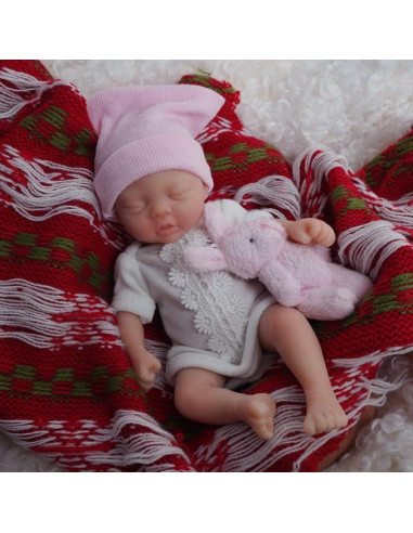 Muñeca Reborn Mini 17.78 cm Mire & Mire Rosa Silicona