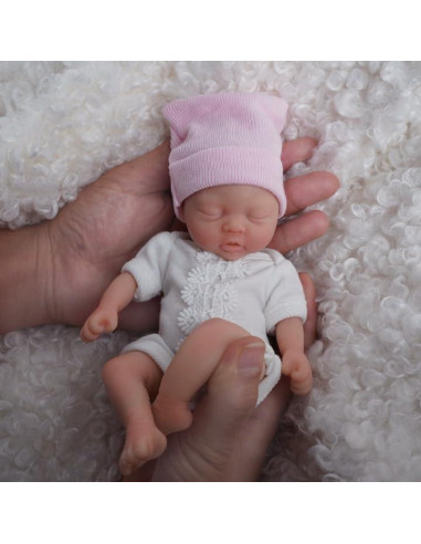 Muñeca Reborn Mini 17.78 cm Mire & Mire Rosa Silicona