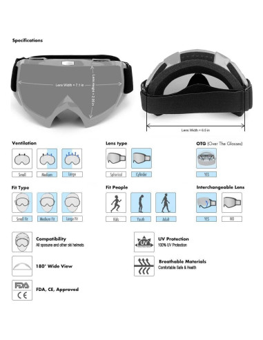 Gafas de Motocross SPOSUNE UV400 Unisex con Esponja Gruesa