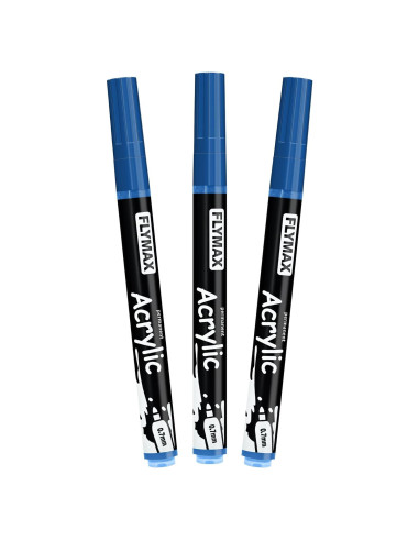 Marcadores de Pintura Acrílica FLYMAX Azul 0.7mm Punta Fina (3 Unidades)