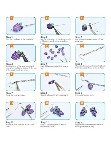 Kit de Fabricación de Pendientes SUNNYCLUE 7 Pares Frutas