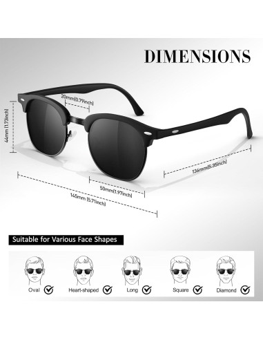 Gafas de Sol Polarizadas LINVO Semi Sin Montura UV400