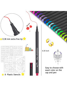 Bolígrafos Fineliner Tebik 80 Pack 72 Colores 0.38mm 2