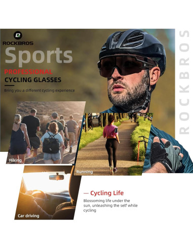 Gafas de sol fotocromáticas ROCKBROS para ciclismo UV400