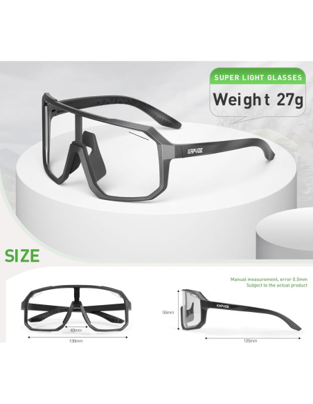 Gafas de Ciclismo KAPVOE Fotoquímicas UV400 para Adultos Gafas de Ciclismo KAPVOE Fotoquímicas UV400 para Adultos