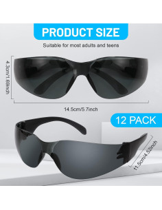 Paquete de 12 Gafas de Seguridad Policarbonato Negro 2