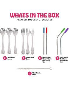 Juego de Cubiertos para Niños HOMEFAVE 15 Piezas Acero Inoxidable 2