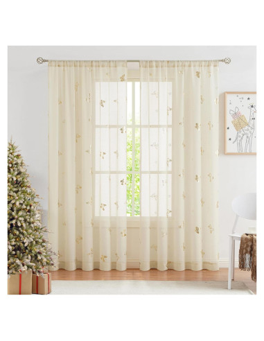 Cortinas Sheer Jubilantex Mariposa 2 Paneles 132 cm x 213 cm