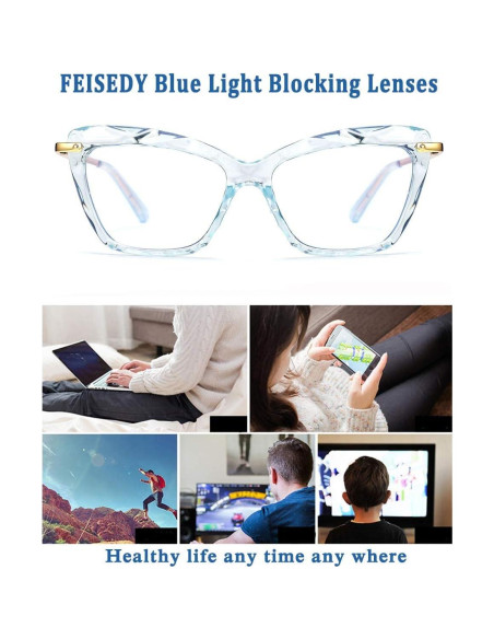 Gafas de Ojo de Gato FEISEDY con Bloqueo Luz Azul 55mm Gafas de Ojo de Gato FEISEDY con Bloqueo Luz Azul 55mm