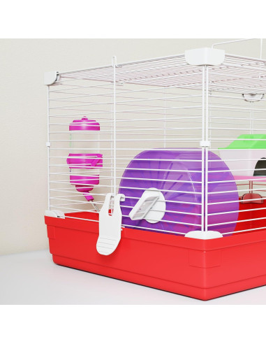 Jaula para Hámster PawHut 2 Pisos con Rueda y Accesorios