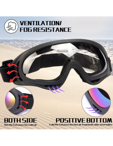Gafas de Motocicleta LOEO 2 Paquete Antiviento y Antipolvo