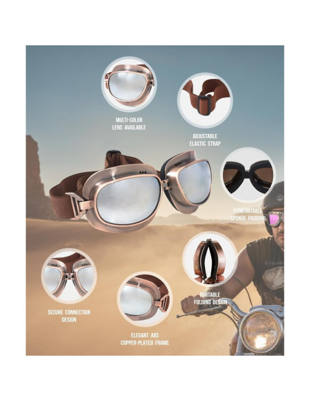 Gafas de piloto vintage CRG Sports para motocicleta unisex