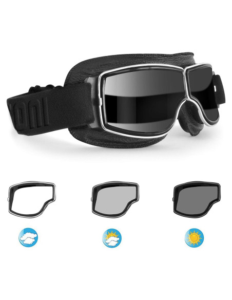Gafas de motocicleta BERTONI F188PH fotocromáticas negras