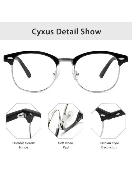 Gafas Anti Luz Azul Cyxus 8056T01 Marco Negro Plateado Gafas Anti Luz Azul Cyxus 8056T01 Marco Negro Plateado