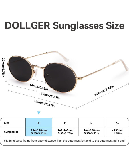 Gafas de sol ovaladas Dollger vintage UV400 para mujeres Gafas de sol ovaladas Dollger vintage UV400 para mujeres
