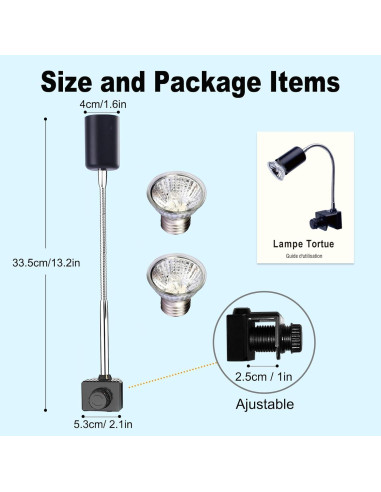 Lámpara de Calor para Reptiles BraceTek FX400 con 2 Bombillas 50W