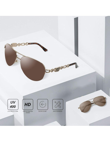 Gafas de sol Aviador FONHCOO Metal UV400 Espejadas