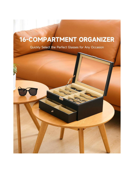 Organizador de Gafas CO-Z con Cerradura y 16 Compartimentos Organizador de Gafas CO-Z con Cerradura y 16 Compartimentos