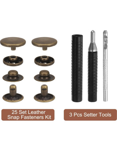 Kit de Botones a Presión de Cuero HARFINGTON 15mm Bronce