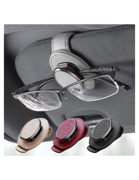 Soporte para Gafas de Sol Whksoy Clip de Cuero Gris Soporte para Gafas de Sol Whksoy Clip de Cuero Gris