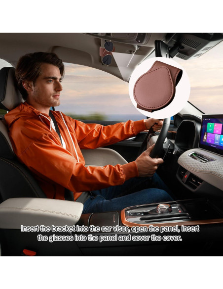 Soporte de Gafas Sylvil para Visera de Coche 2 Pcs Marrón Soporte de Gafas Sylvil para Visera de Coche 2 Pcs Marrón