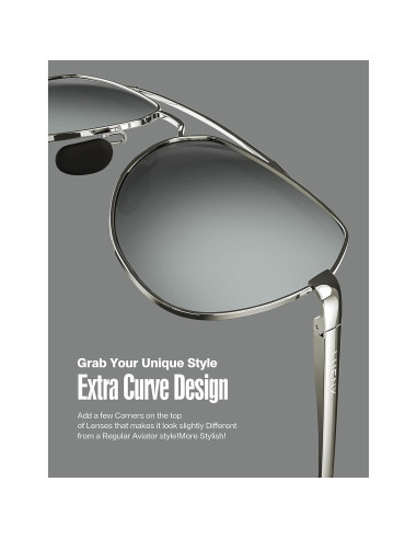 Gafas de sol LUENX Aviador Polarizadas UV400 Metal Plata