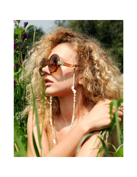 Cadena de Gafas Turquesa Blanca y Arcilla - Soporte Estiloso Cadena de Gafas Turquesa Blanca y Arcilla - Soporte Estiloso