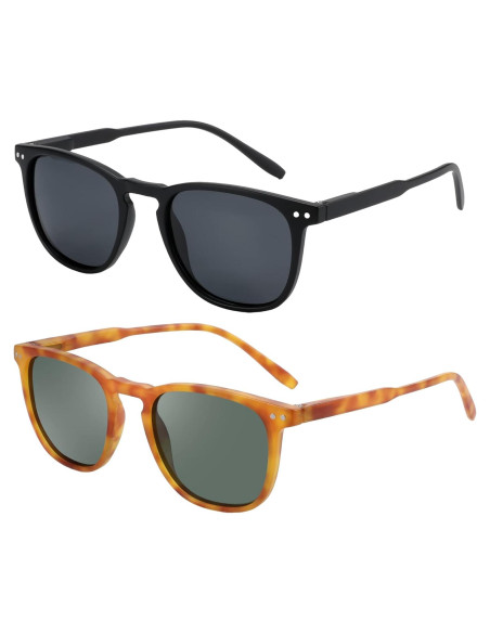 Gafas de sol polarizadas ZENOTTIC unisex 2 paquetes retro UV400 Gafas de sol polarizadas ZENOTTIC unisex 2 paquetes retro UV400