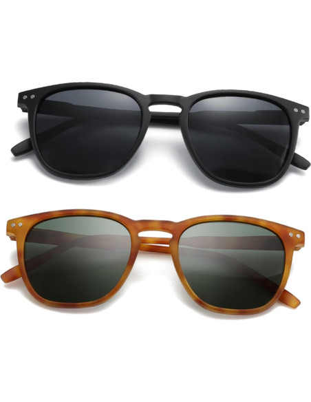 Gafas de sol polarizadas ZENOTTIC unisex 2 paquetes retro UV400 Gafas de sol polarizadas ZENOTTIC unisex 2 paquetes retro UV400