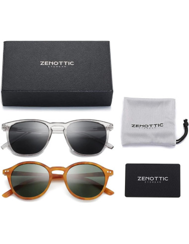 Gafas de sol polarizadas ZENOTTIC unisex 2 paquetes retro UV400