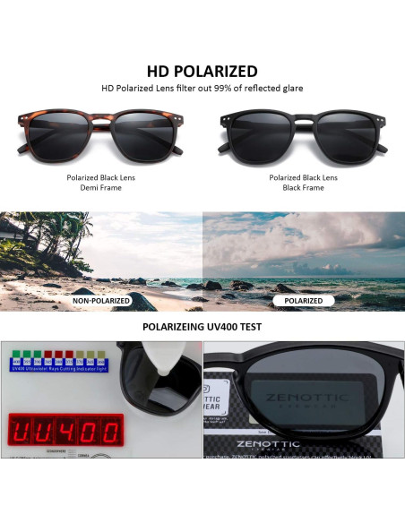 Gafas de sol polarizadas ZENOTTIC unisex 2 paquetes retro UV400 Gafas de sol polarizadas ZENOTTIC unisex 2 paquetes retro UV400