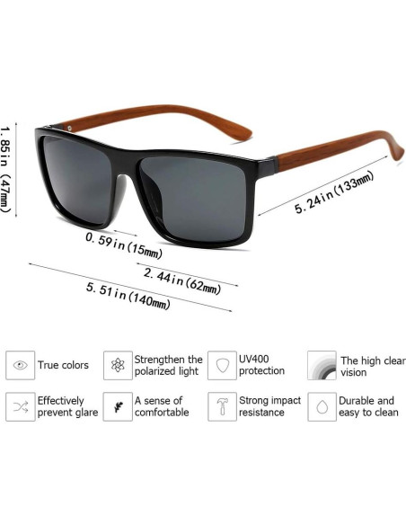 Gafas de Sol Polarizadas Hombre T4 Lente Gris Marco Negro Gafas de Sol Polarizadas Hombre T4 Lente Gris Marco Negro
