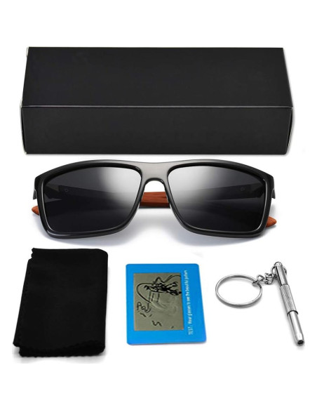Gafas de Sol Polarizadas Hombre T4 Lente Gris Marco Negro Gafas de Sol Polarizadas Hombre T4 Lente Gris Marco Negro