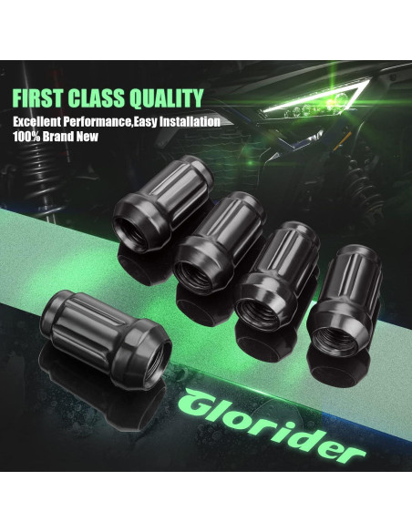 Tuercas de Llanta ATV M10x1.25 Glorider 16pcs Negras con Llave Tuercas de Llanta ATV M10x1.25 Glorider 16pcs Negras con Llave