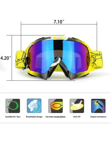 Gafas de Motocross JAMIEWIN ZSP812 Anti UV y Anti Niebla