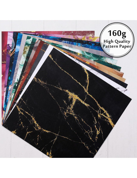 Conjunto de Papel Marmoleado Whaline 24 Hojas 30x30cm DIY Conjunto de Papel Marmoleado Whaline 24 Hojas 30x30cm DIY