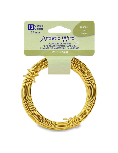 Alambre Artístico Dorado 12 Gauge (2.1 mm) 12 m para Manualidades Alambre Artístico Dorado 12 Gauge (2.1 mm) 12 m para Manualidades